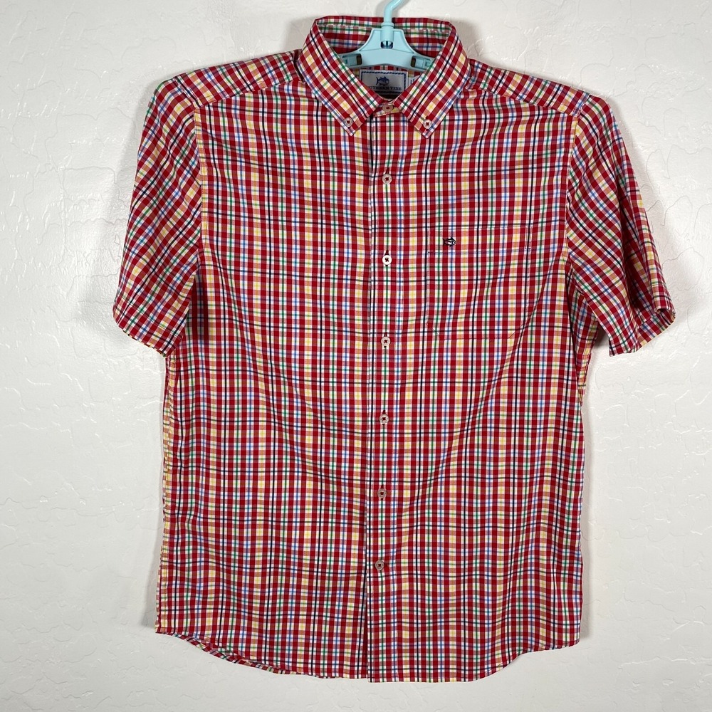 Southern Tide Shirt Mens Small Red Button Down Intercoastal Short Sleeve Plaid